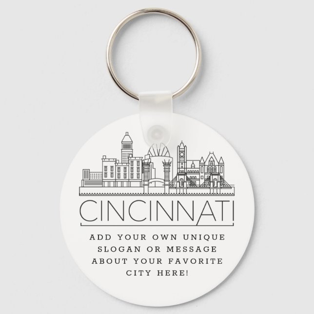 Chaveiro Cincinnati, Ohio Estilizou Skyline | Slogan Person (Frente)