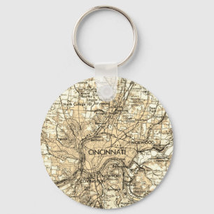 Chaveiro Cincinnati Ohio Vintage Map