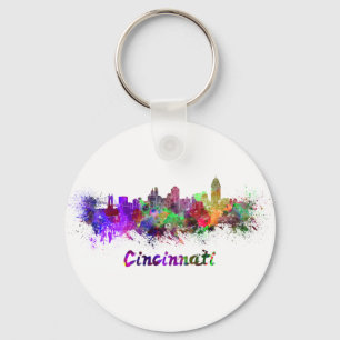 Chaveiro Cincinnati skyline em aquarela