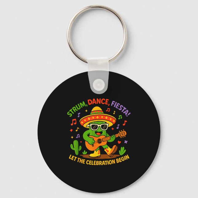 Chaveiro Cinco de maio cacto engraçado sombrero tocar dança (Frente)