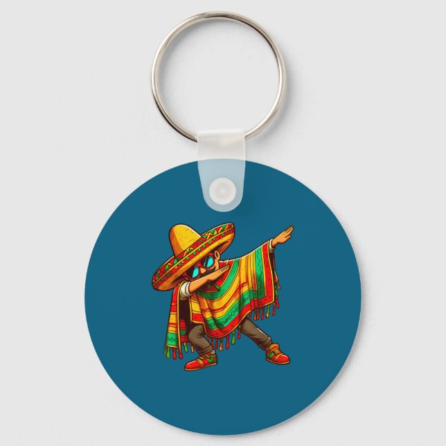 Chaveiro Cinco de maio dabbing mexicano poncho chapéu sombr (Frente)