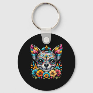 Chaveiro Cinco De Mayo Chihuahua Cão Açúcar Flor Crânio
