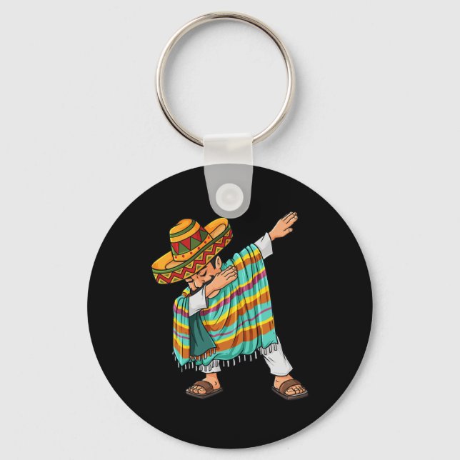 Chaveiro Cinco De Mayo Dabbing Poncho Sombrero Funny Mexica (Frente)