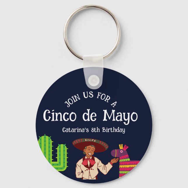 Chaveiro Cinco de Mayo Festa de aniversário mexicana (Frente)