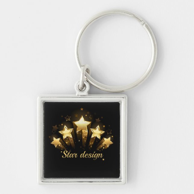 Chaveiro Cinco estrelas douradas a preto (Frente)