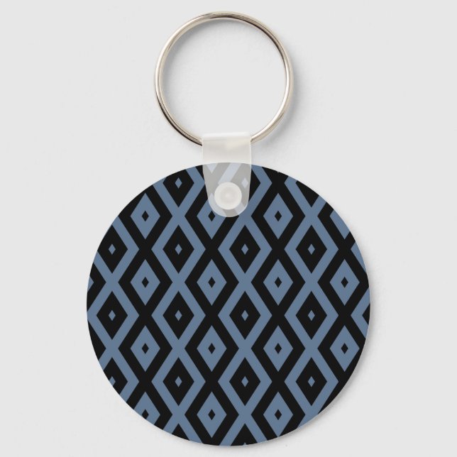 Chaveiro Cinza azul e padrão de diamante preto (Frente)