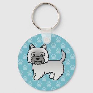 Chaveiro Cinza Cairn Terrier Cartoon Dog Ilustração Azul