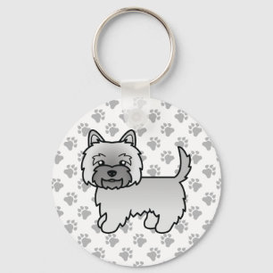 Chaveiro Cinza Cairn Terrier Dog Cute Ilustração e patas