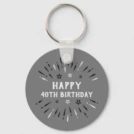 Chaveiro Cinza de fogos de artifício aniversário de 40 anos