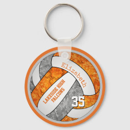 Chaveiro cinza de laranja cor nome personalizado voleibol