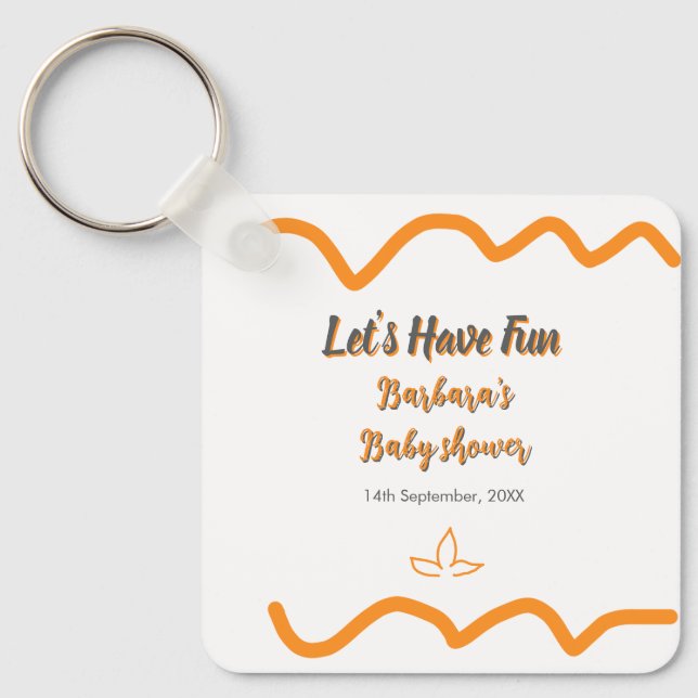 Chaveiro Cinza-de-laranja retro-espanhol chá de fraldas boh (Frente)