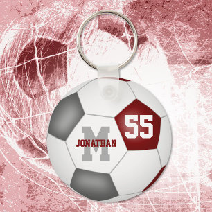 Chaveiro cinza de Maroon colorido bola de futebol masculino