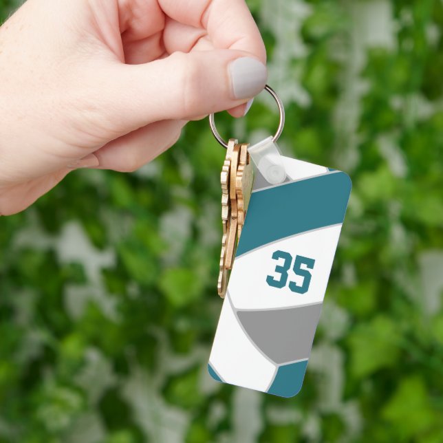 Chaveiro cinza de teal para esporte de vôlei (Mão)