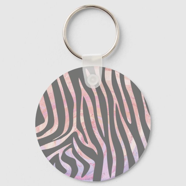 Chaveiro Cinza de Zebra Light e Impressão rosa (Frente)