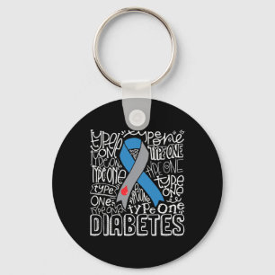 Chaveiro Cinza E Tipografia Azul Do Tipo 1 Diabetes Aw