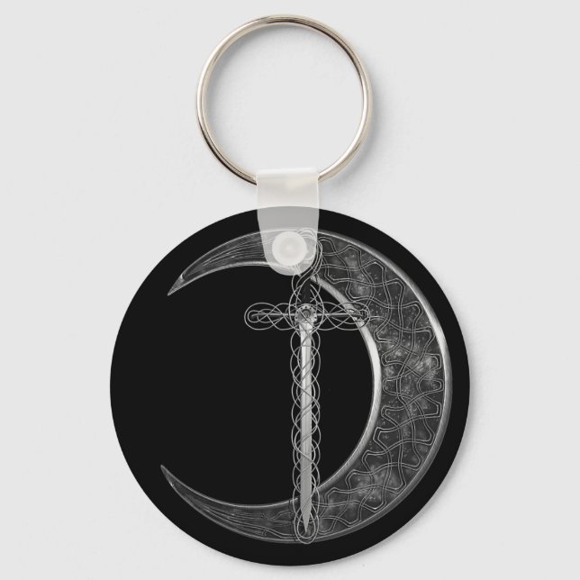 Chaveiro Cinza Espada Celular e Lua (Frente)