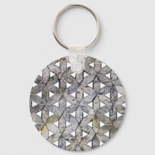 Chaveiro Cinza natural Stone Mosaic, flor da vida