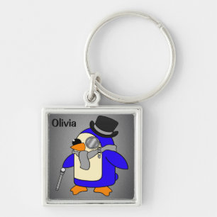 Chaveiro Cinza neutra de pinguim de desenho animado bonito