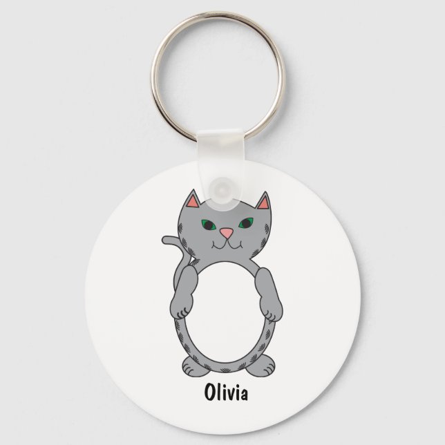 Chaveiro Cinza por Cat Cute Personalize (Frente)