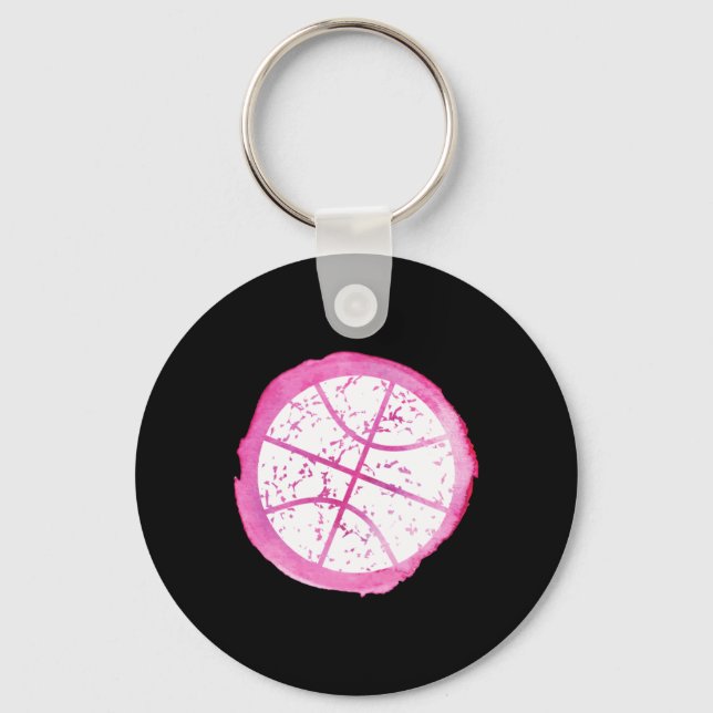 Chaveiro Cinza Rosa de Basquete (Frente)