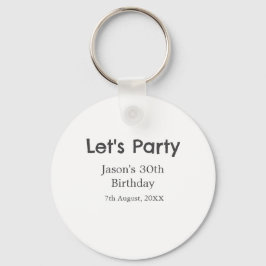 Chaveiro cinza simples aniversário de 30 anos vamos da fest