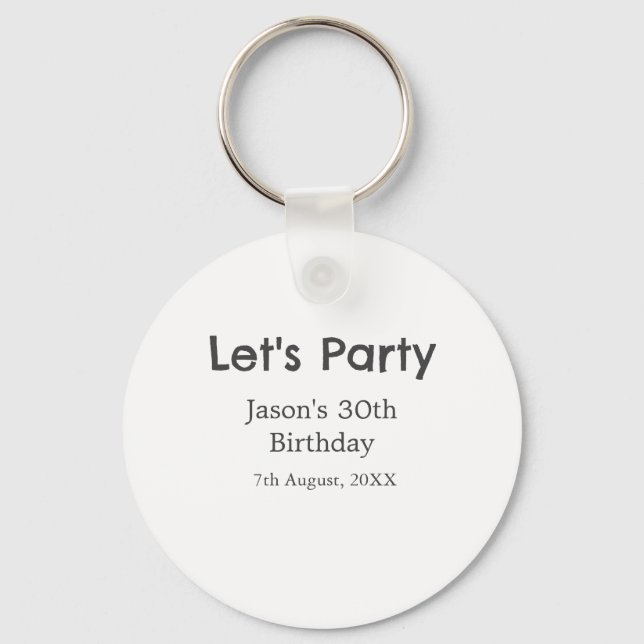 Chaveiro cinza simples aniversário de 30 anos vamos da fest (Frente)