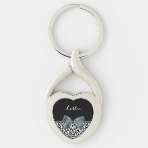 Chaveiro Cinza Sofisticado De Impressão Leopard Arco Com N