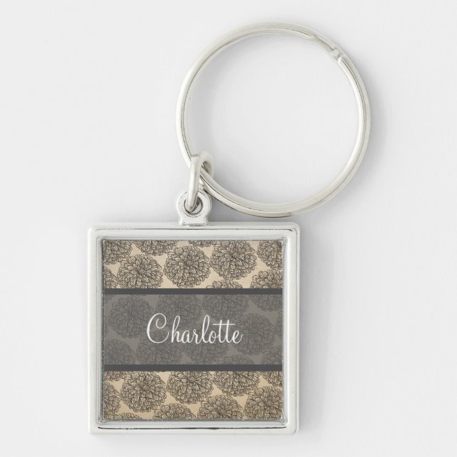 Chaveiro Cinza Vintage Zinnia Premium (Frente)