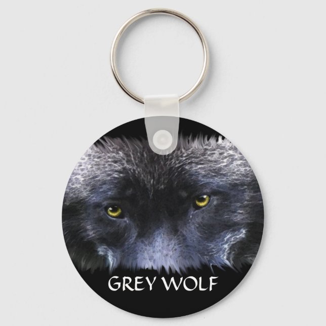 Chaveiro CINZA WOLF EYES Wildlife Art Key Ring (Frente)