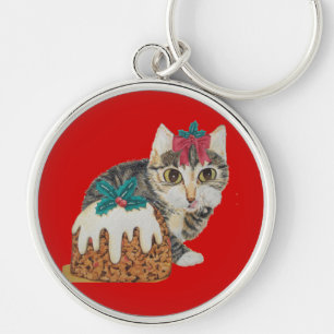 Chaveiro cinzas de gatinhos fofos lambendo natal