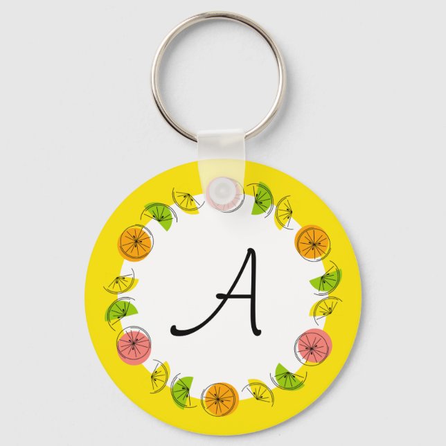 Chaveiro Círculo Citrus Monograma Amarelo de dupla face (Frente)