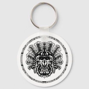 Chaveiro Círculo de Cabeça do Guerreiro Aztec