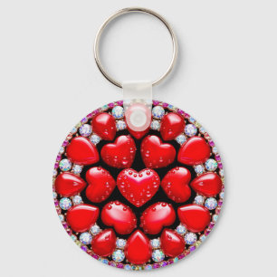 Chaveiro Círculo de Joias Coração Vermelho
