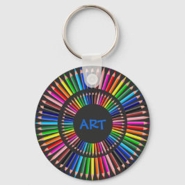 Chaveiro Círculo de Lápis Colorido, Professor de Arte, Arti