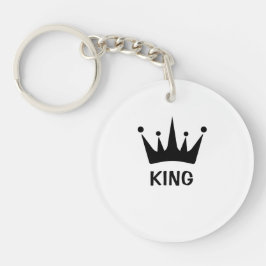 Chaveiro Círculo de Texto Rei Preto Personalizado Acrílico