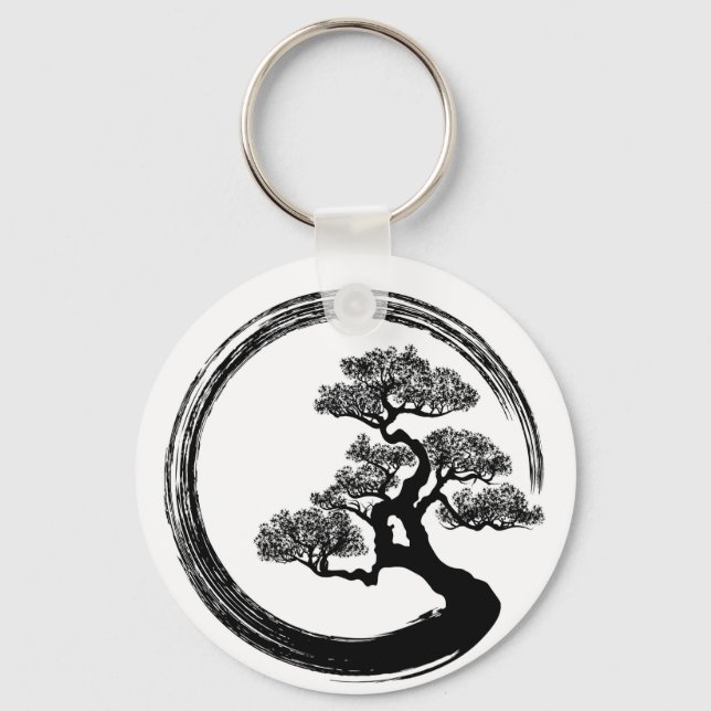 Chaveiro Círculo Enso Zen e Árvore Bonsai (Frente)