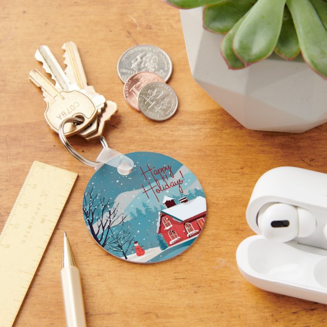 Chaveiro Círculo Feriados Felizes Festivos da queda de neve (Mesa)