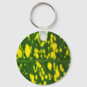 Chaveiro Círculo Metálico Amarelo Verde Folha