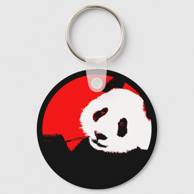 Chaveiro círculo personalizável de cor panda. (Frente)