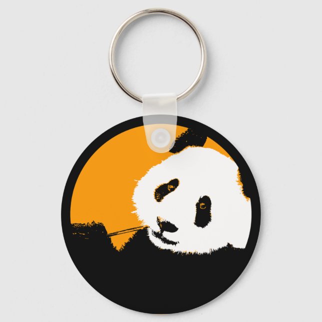 Chaveiro círculo personalizável de cor panda. (Frente)