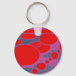 Chaveiro círculo vermelho e arte abstrata roxa azul escura