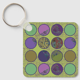 Chaveiro Círculos Boho Abstratos Ousados: Vibração Retro