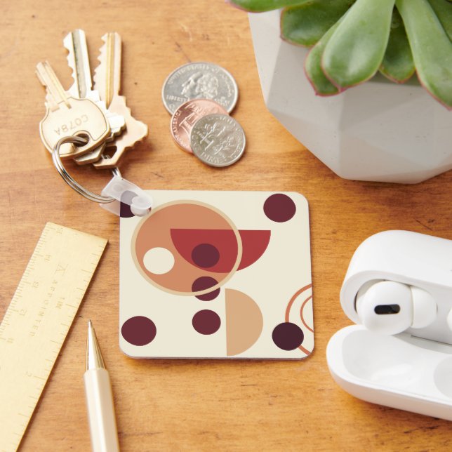 Chaveiro Círculos castanhos abstrato amarelo bege pontos ch (Mesa)