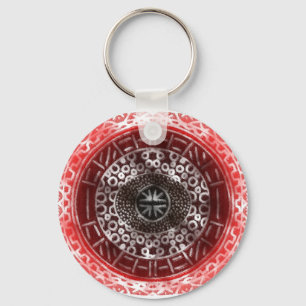 Chaveiro Círculos Concentrados - Impressão vermelho-vermelh
