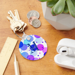 Chaveiro Círculos de Bolinhas Roxo Azul Personalizados