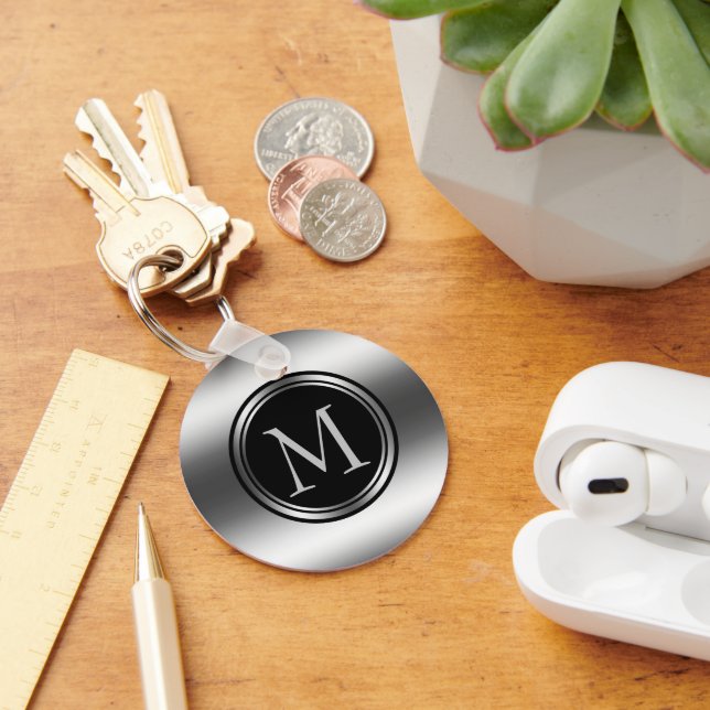 Chaveiro Círculos Pretos e Prateados (Mesa)