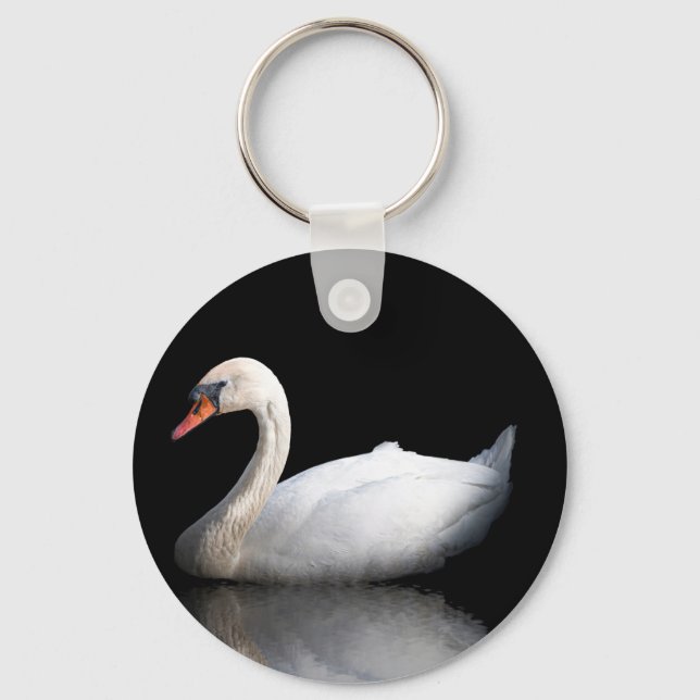 Chaveiro Cisne branco sobre preto (Frente)