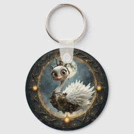 Chaveiro Cisne Mecânico ao Luar – Guardião de Sonhos Curios