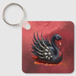 Chaveiro Cisne Negro de Ossos – Elegância Gótica