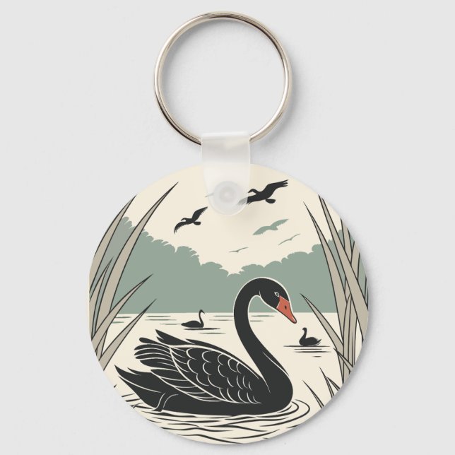 Chaveiro Cisne Negro Elegante (Frente)